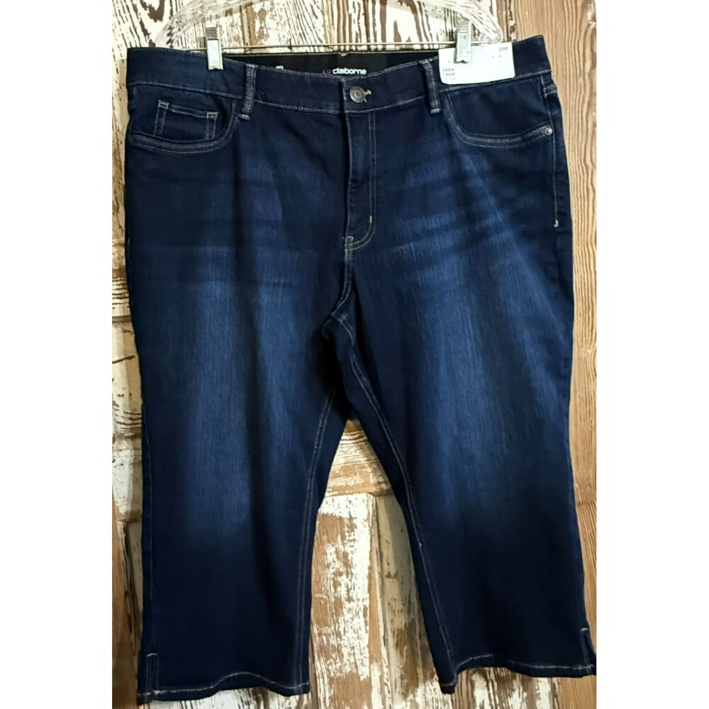 Liz Claiborne Sara Crop Mid-Rise Cotton Stretch Flexi Fit Denim Capris Size 20P